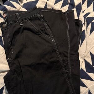 Dickies Black Work Pants with Contrast White Stitching